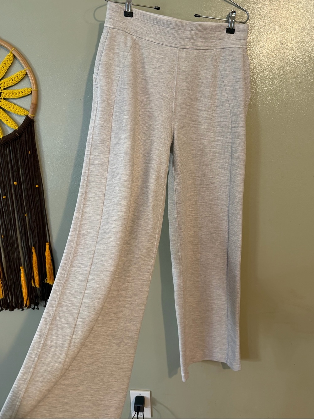 Lululemon Womens Wide Leg Textured Comfy Pull On Pants W5HFQS M waffle Knit